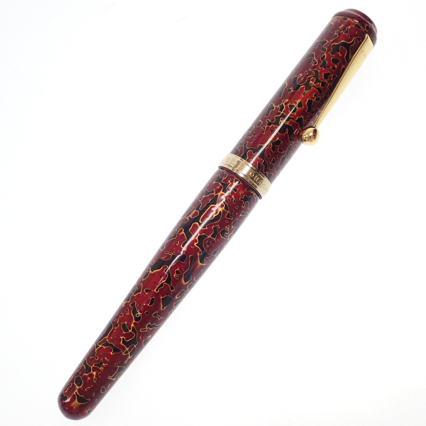 状况良好◆ 手工钢笔 Ohashido 笔尖 14K 1912 JSU 制造，Okukawa Sen 红色，带木盒 OHASIDO [AFI14] 
