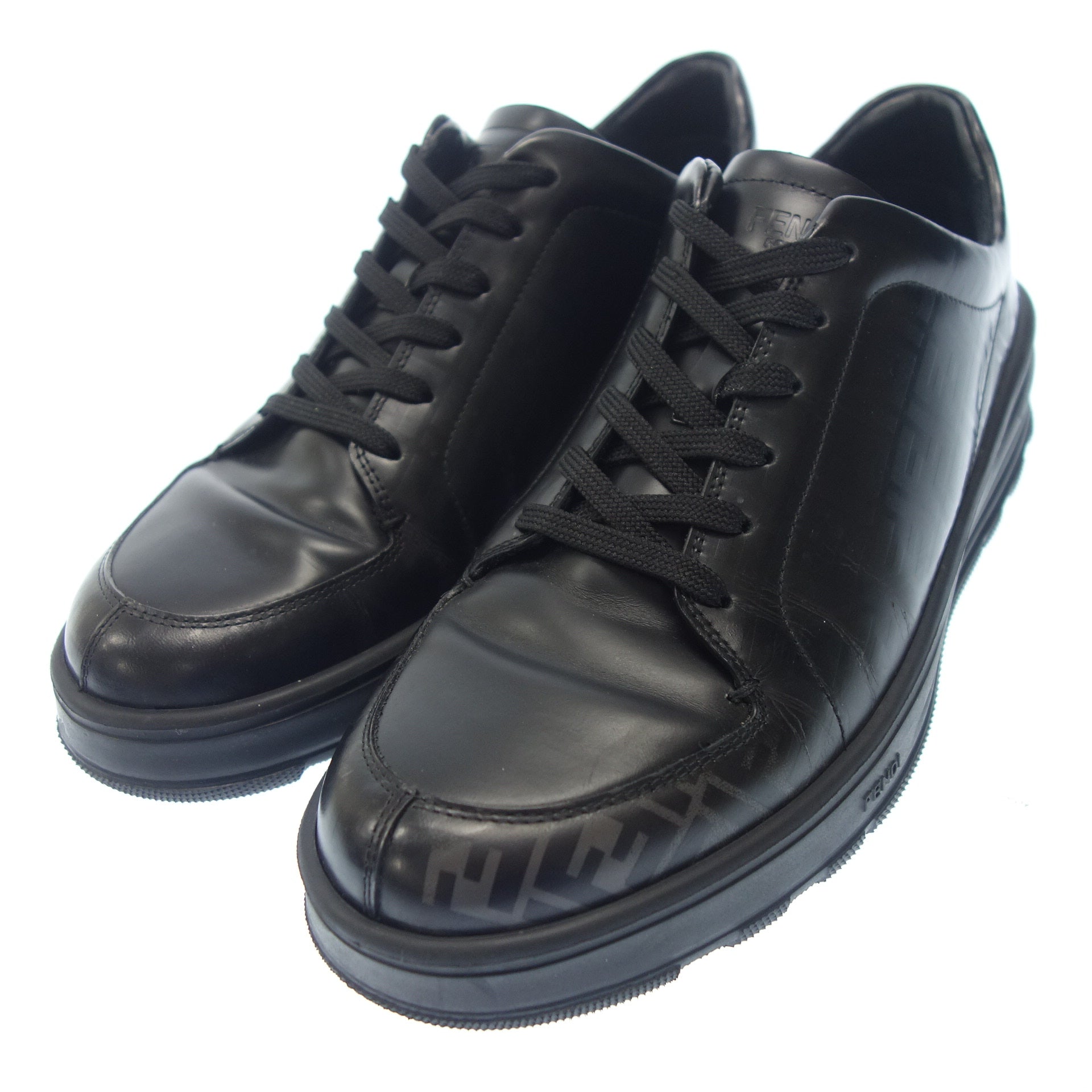 フェンディ レザースニーカー ズッカ 1297 メンズ 7E 黒 FENDI【AFC17 
