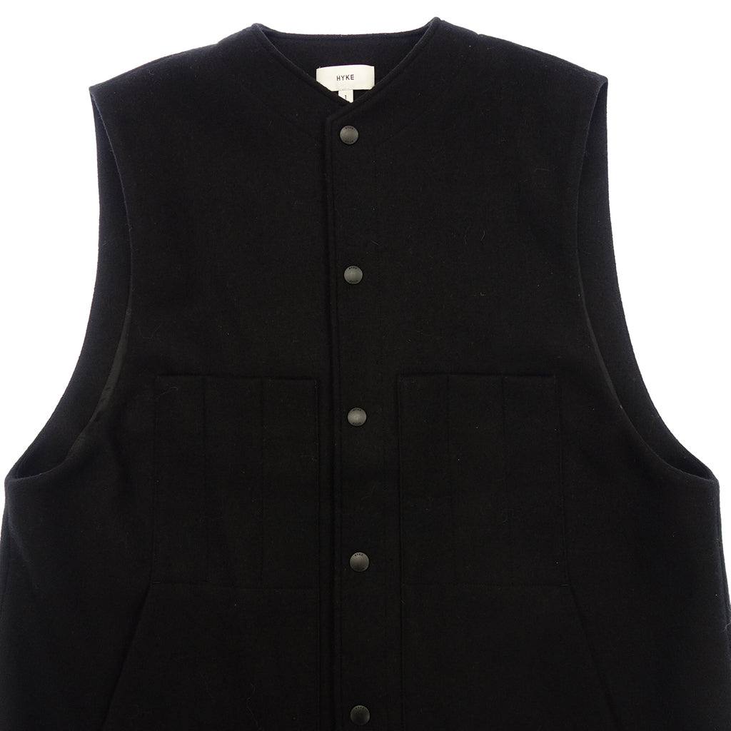 Good Condition◆Hike Vest Melton Work Long Vest Wool Men's Size 1 Black 212-17310 HYKE [AFB8] 