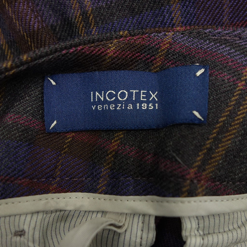 Very good condition◆Incotex slacks check wool men's purple 38 INCOTEX [AFB46] 