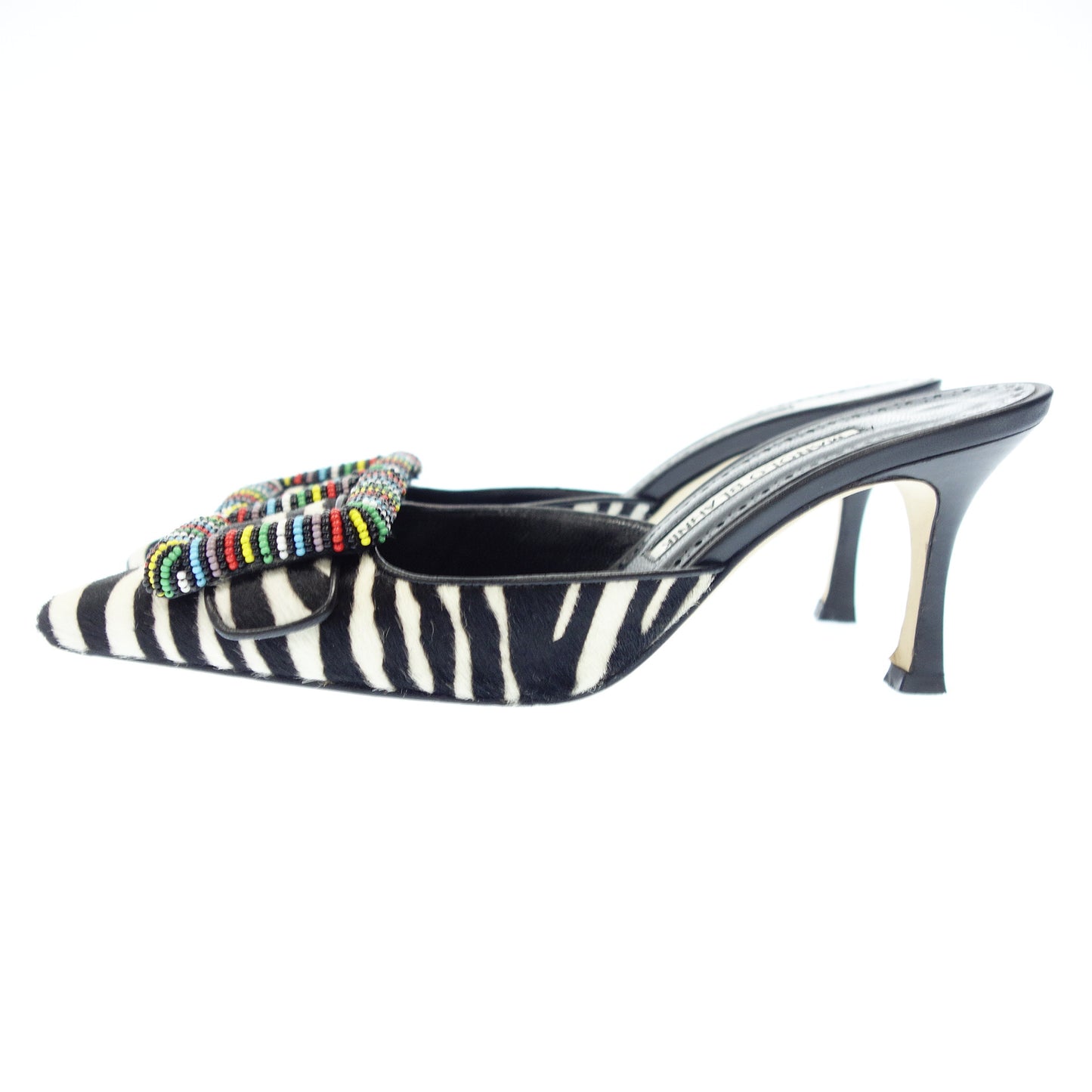 Used ◆Manolo BLAHNIK Harako Leather Bijou Heel Pumps Women's Size 36 Black MANOLO BLAHNIK [AFC35] 