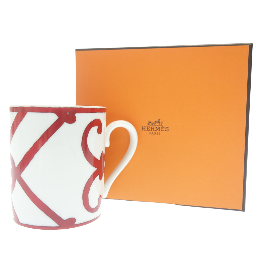 Like new◆Hermes Mug Gadalquivir Red x White Pottery with box HERMES [AFI23] 