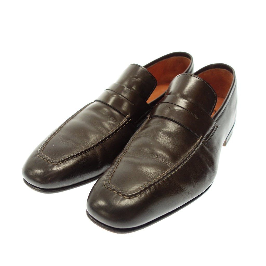 Used ◆ Santoni coin loafers 05260850 leather men's 8.5 brown Santoni [AFC11] 