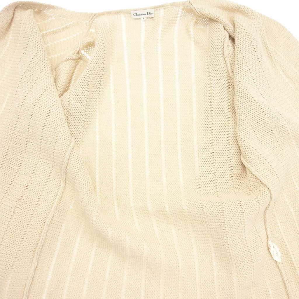 Good Condition◆Christian Dior Cotton Knit Cardigan Jacket Ladies Size M Beige Christian Dior [AFB39] 