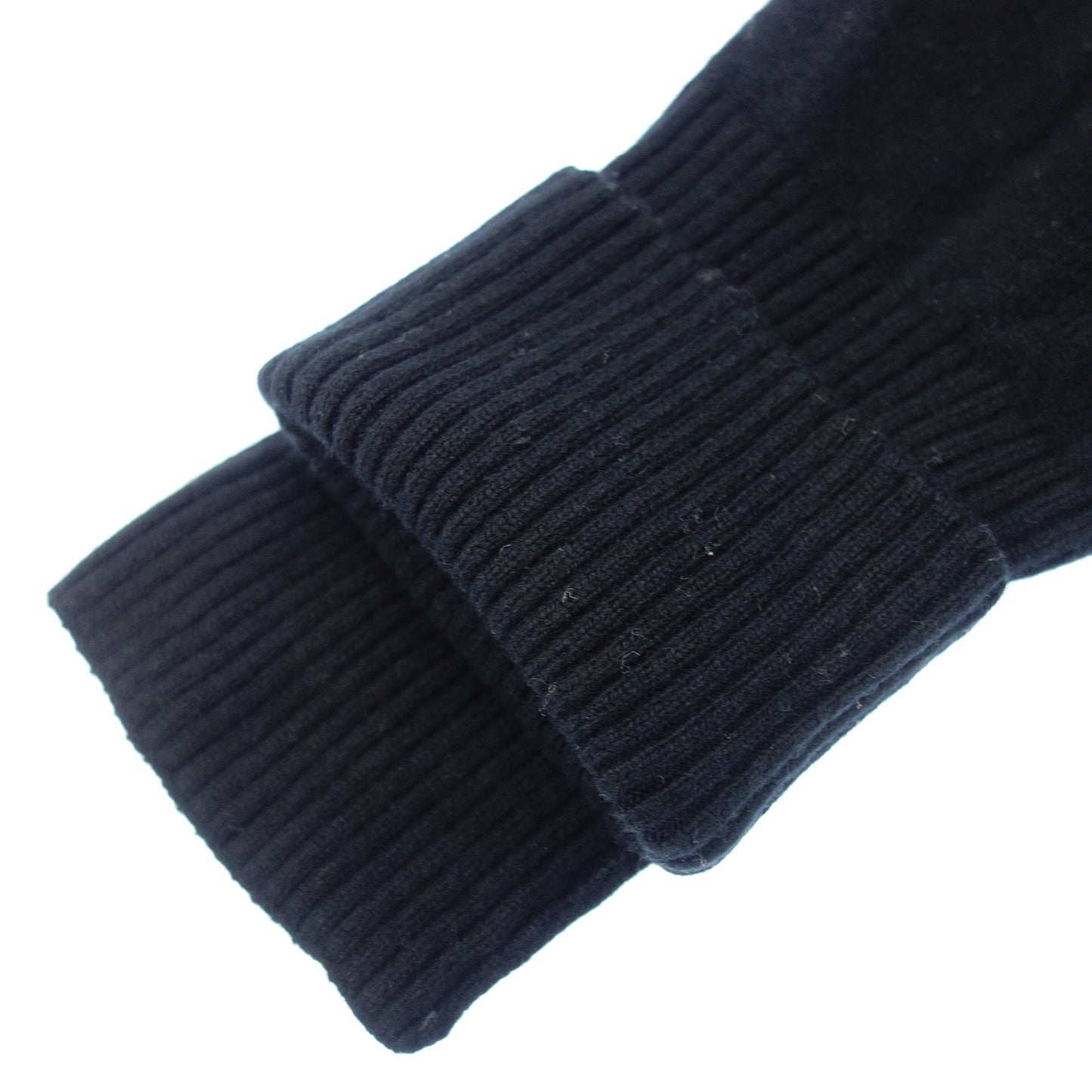 Very good condition◆Hermes knit sweater wool leather patch size S men's black HERMES [AFB36] 