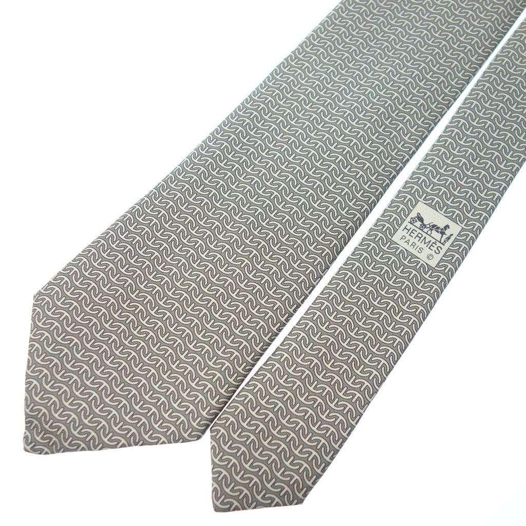 Unused ◆Hermes tie 100% silk all over pattern men's gray with box HERMES [AFI22] 