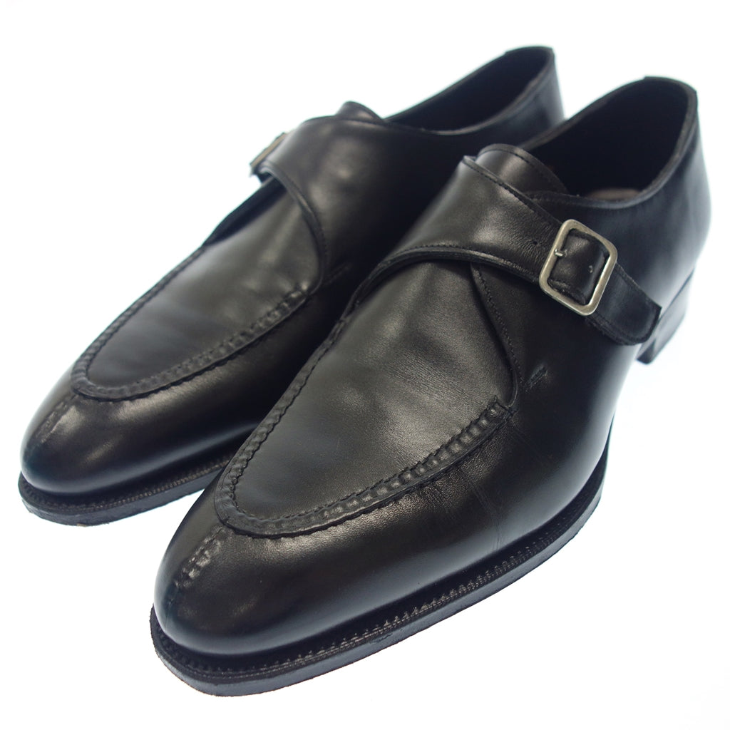 Good Condition◆Edward Green Leather Shoes Single Monk Clapham Skin Stitch Men's 6D Black with Box EDWARD GREEN CLAPHAM [LA] 