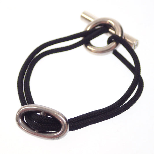 Good condition◆Hermes Bracelet Chaine d'Ankle Skipper 925 x Fabric Black x Silver HERMES [LA] 