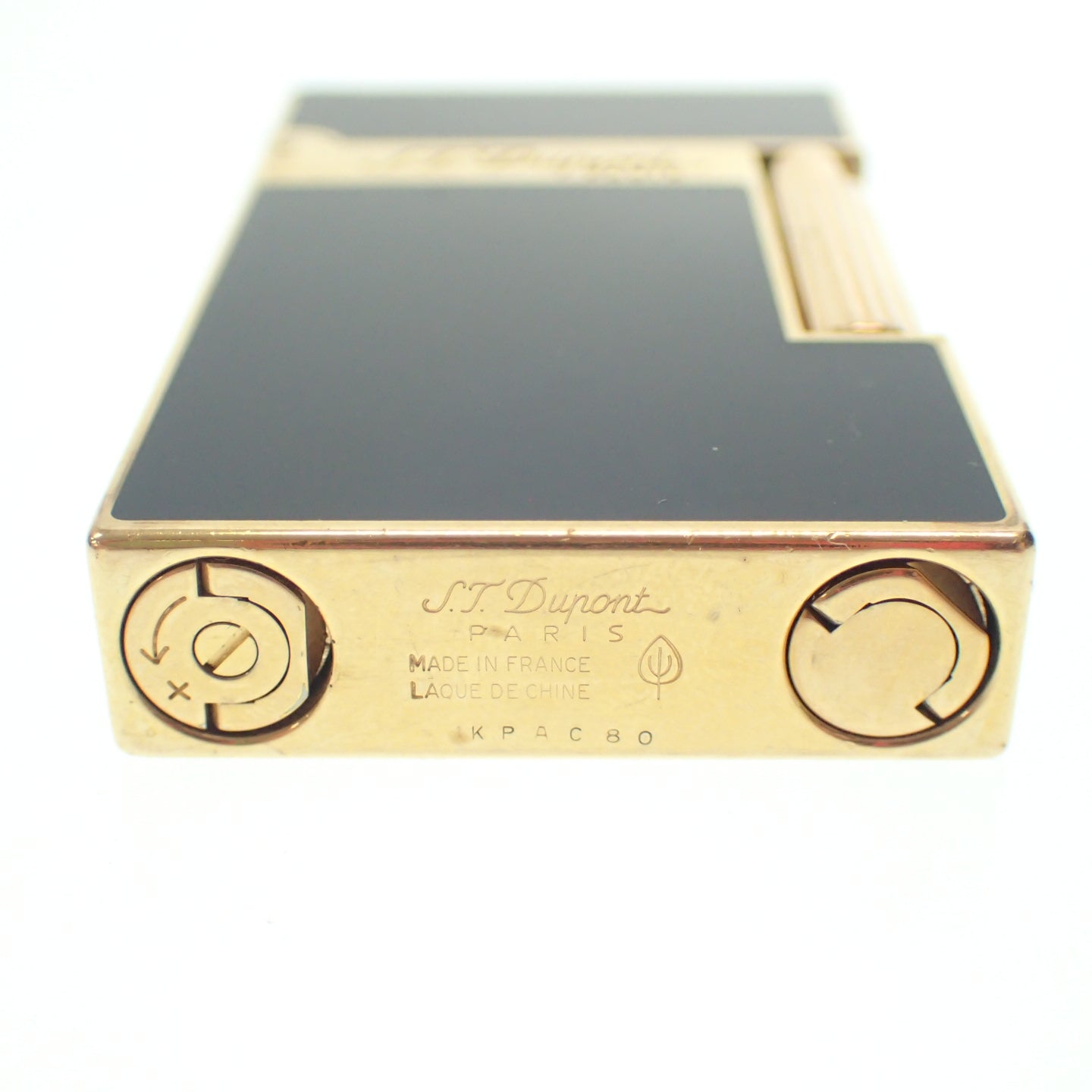 中古◆デュポン ガスライター ライン2 LINE2 ゴールド×ネイビー S.T.Dupont【AFI2】