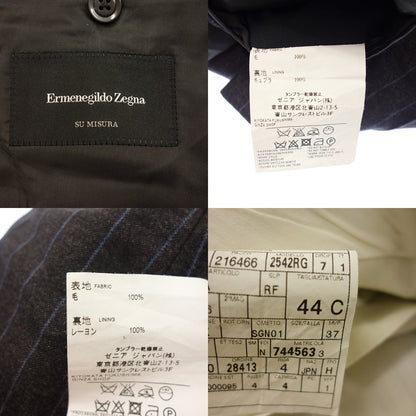 Used ◆ Ermenegildo Zegna suit Sumizura 2B jacket 1 out pleats pinstripe wool men's flannel blue x gray size 44 Ermenegildo Zegna SU MISURA [AFB7] 