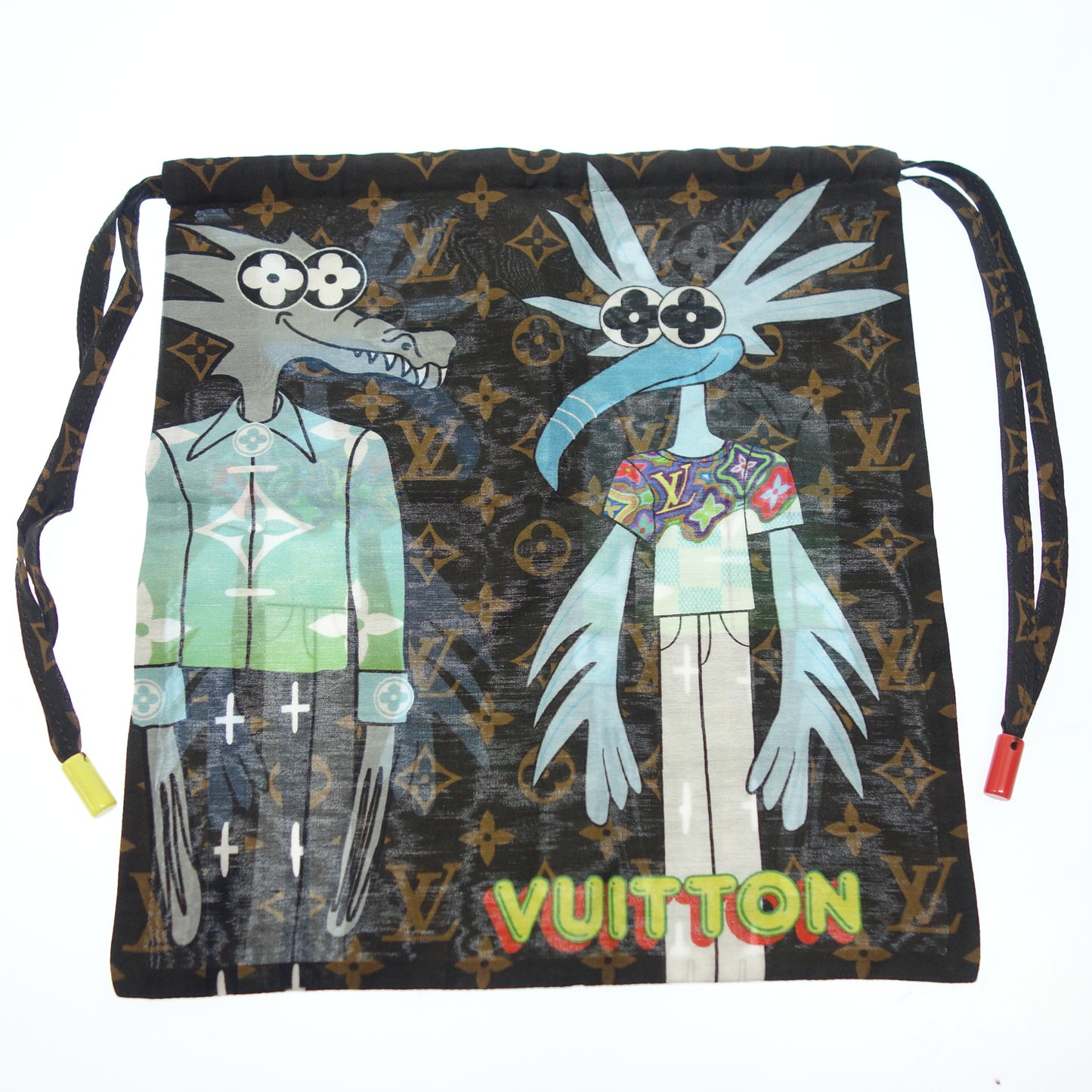 状况非常好 ◆ 路易威登 Virgil Abloh 面具头巾袋 LV Friends 3 件套 MP2954 棕色 LOUIS VUITTON [AFI1] 