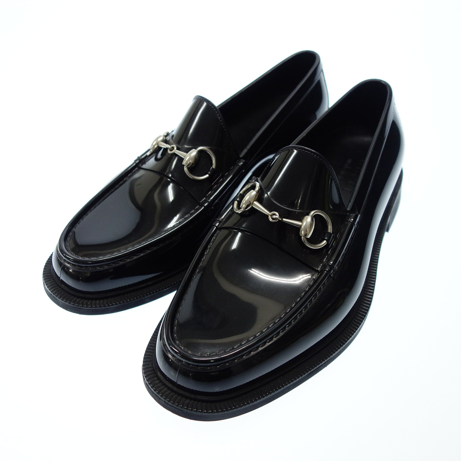 グッチ ビットローファー パテントレザー メンズ 7 黒 GUCCI【AFC29 