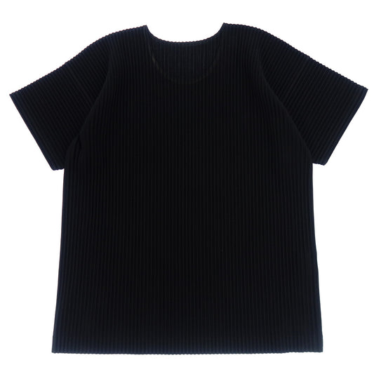Good condition◆Issey Miyake HOMME PLISSE Short Sleeve T-shirt Cut and Sew Pleated HP55JK020 Men's Size 2 Black ISSEY MIYAKE HOMME PLISSE [AFB29] 