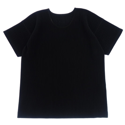 状况良好◆Issey Miyake HOMME PLISSE 短袖 T 恤剪裁和缝制褶皱 HP55JK020 男式 2 号黑色 ISSEY MIYAKE HOMME PLISSE [AFB29] 