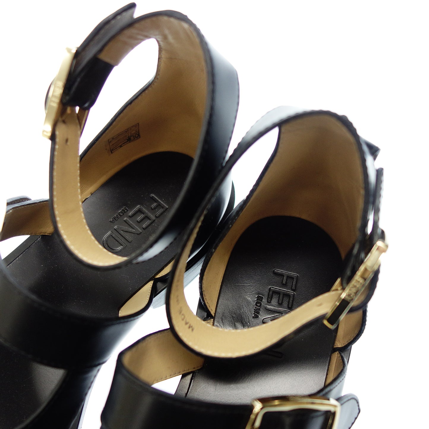 FENDI leather sandals gold hardware ladies 7 black FENDI [AFD3] [Used] 