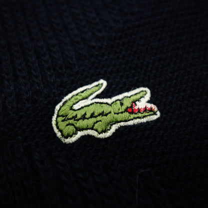 中古◆ラコステ ニットカーディガン ジャガード フレンチ オーバーサイズ メンズ 6 ネイビー LACOSTE【AFB11】