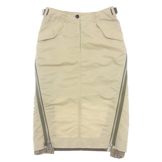 Good Condition ◆ Sacai 22SS Skirt NYLON TWILL MIX SKIRT Side Zip Ladies Beige x Green Size 3 22-05959 Sacai [AFB36] 