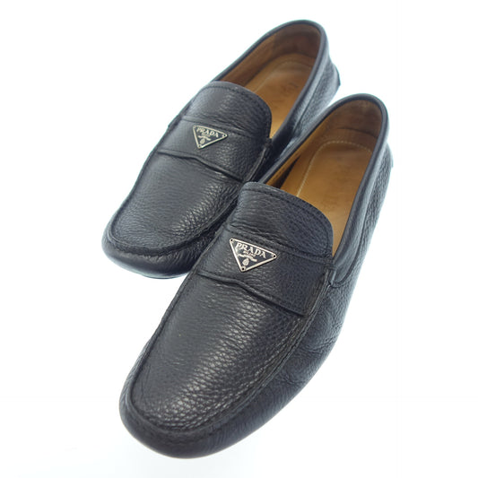Prada driving shoes leather logo plate men's black 9 PRADA [AFD9] [Used] 