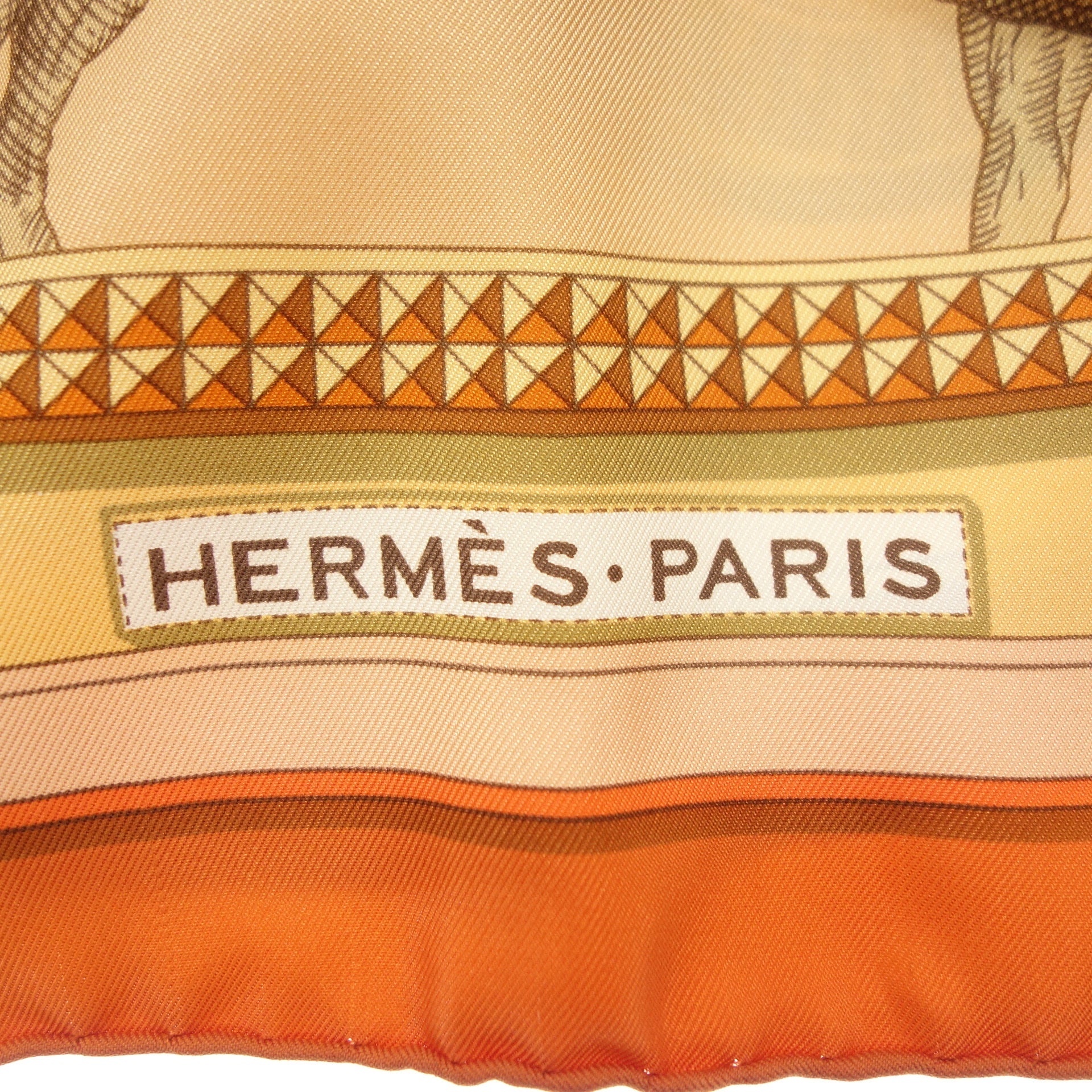 HERMES スカーフ カラー オレンジ ブラウン 100%正規品 - 小物
