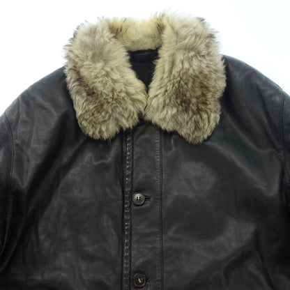 Good Condition ◆LOEWE Leather Jacket Fur Design Vintage Men's Black 50 LOEWE [AFG1] 