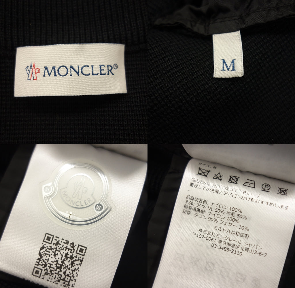 Good Condition◆Moncler Cardigan Knit Switch Down Men's Size M Black MONCLER CARDIGAN TRICOT [AFB45] 