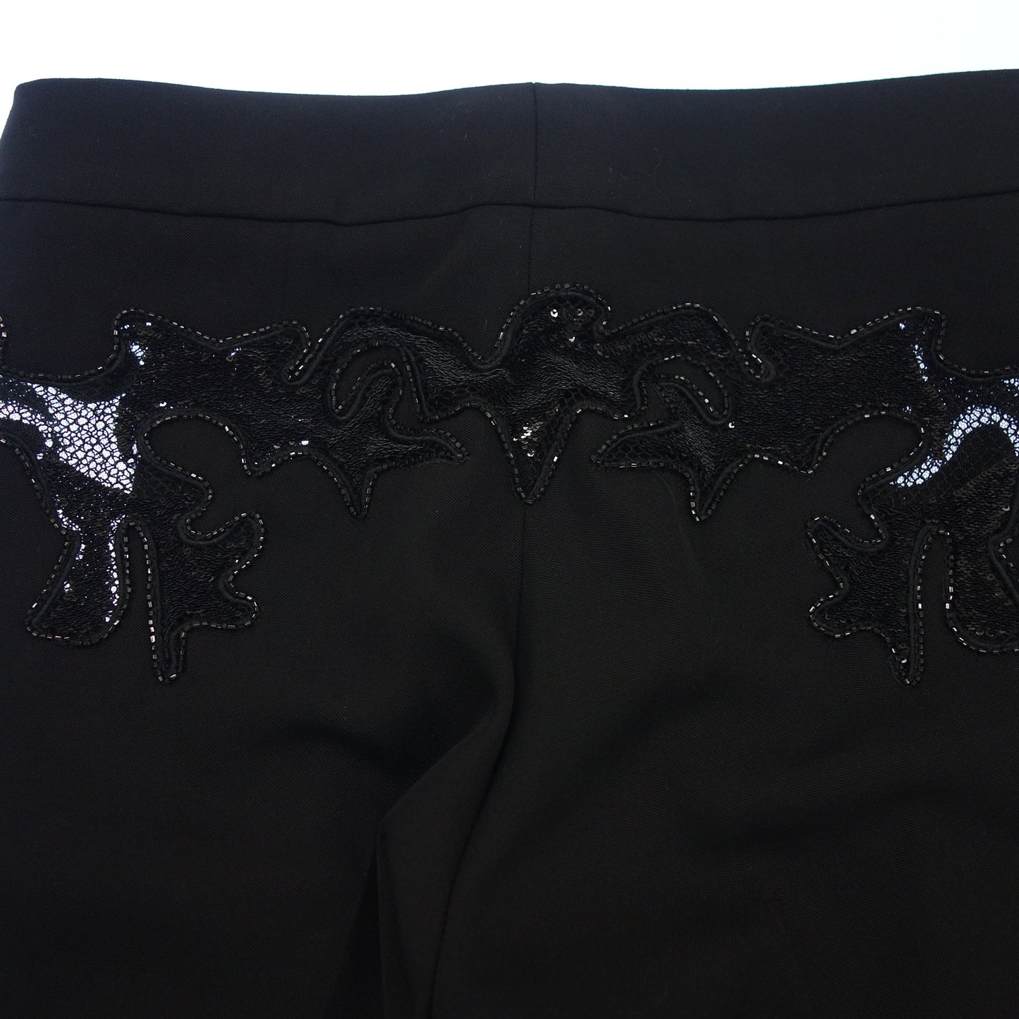 Good condition ◆Louis Vuitton slacks pants lace design sequins ladies black size 34 LOUIS VUITTON [AFB30] 