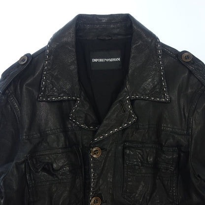 Emporio Armani Leather Jacket Stitch Men's Black EMPORIO ARMANI [AFG1] [Used] 