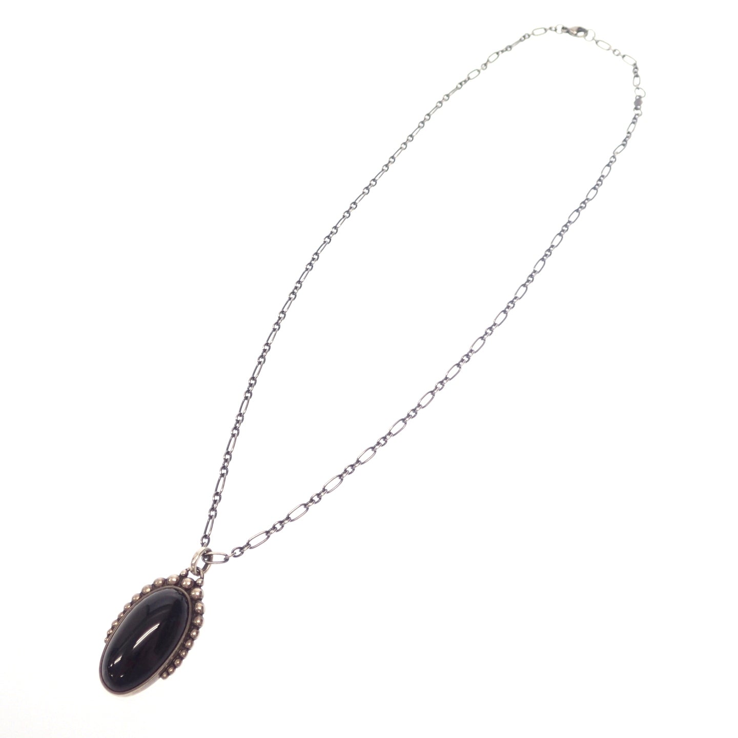 Good condition ◆ Georg Jensen necklace pendant colored stone 925S 9B onyx black x silver GEORG JENSEN [AFI10] 