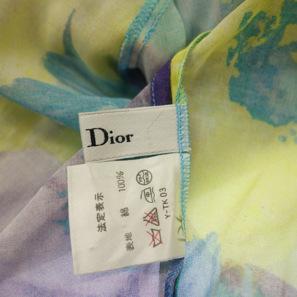 Very good condition◆Christian Dior Botanical Floral Pattern Sheer Long Sleeve Shirt Women's Size 9 Floral Pattern Christian Dior [AFB5] 