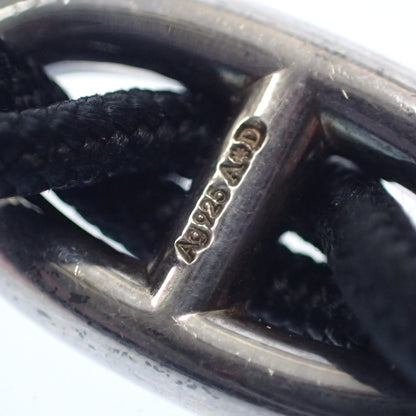 Good condition◆Hermes Bracelet Chaine d'Ankle Skipper 925 x Fabric Black x Silver HERMES [LA] 