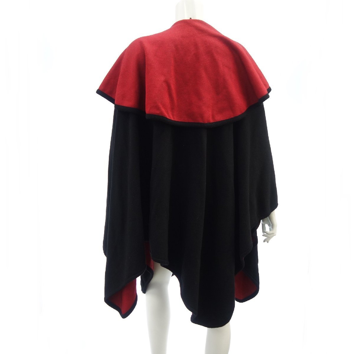 Good condition◆Bally Cape Poncho Women's Black Red BALLY [AFB51] 