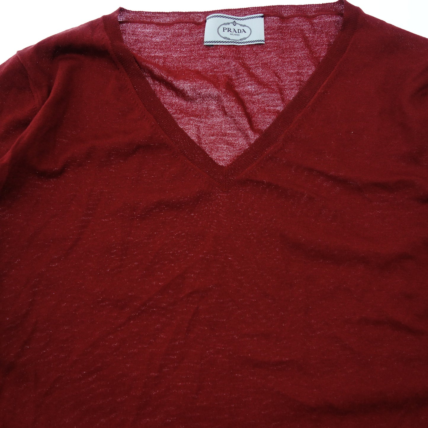 Prada knit sweater wool V-neck red ladies 38 PRADA [AFB45] [Used] 