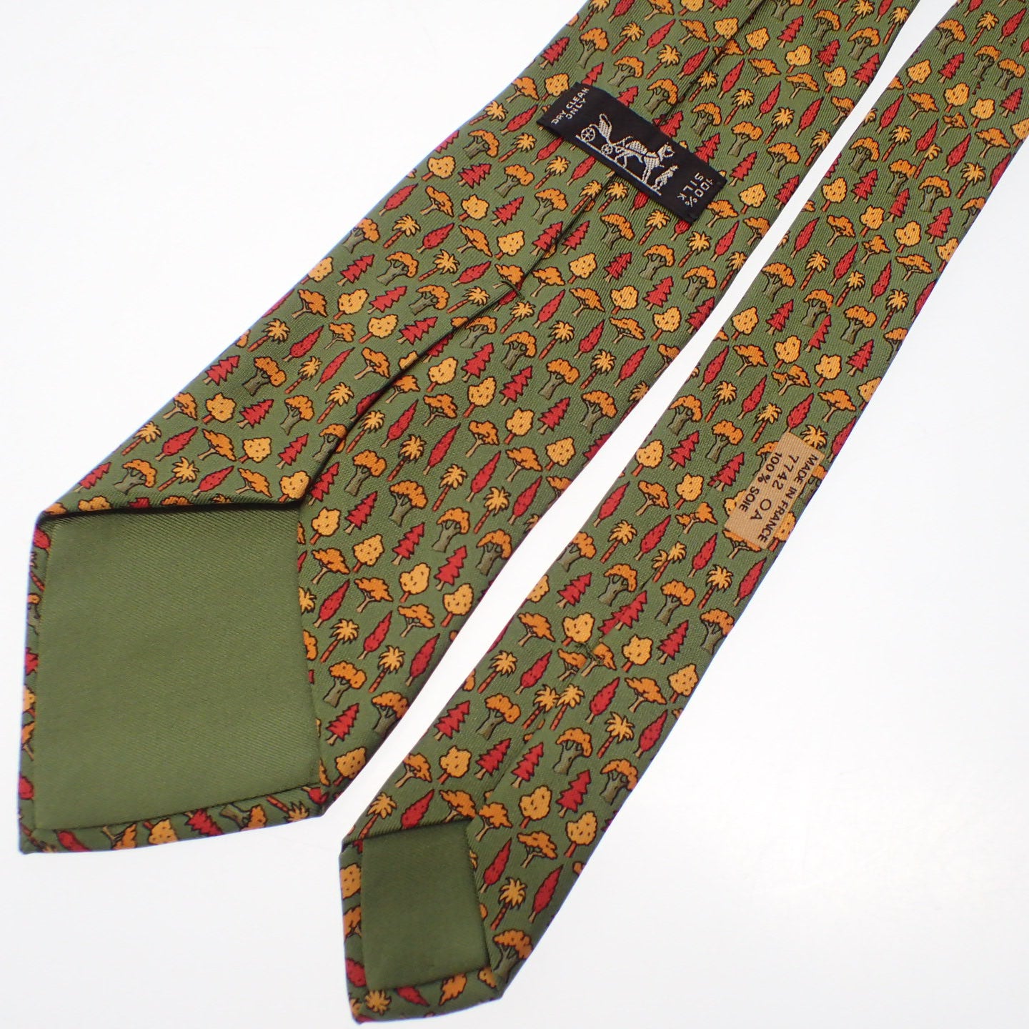 Good condition◆Hermes tie 100% silk wood pattern &amp; all over pattern HERMES 2 piece set [AFI4] 