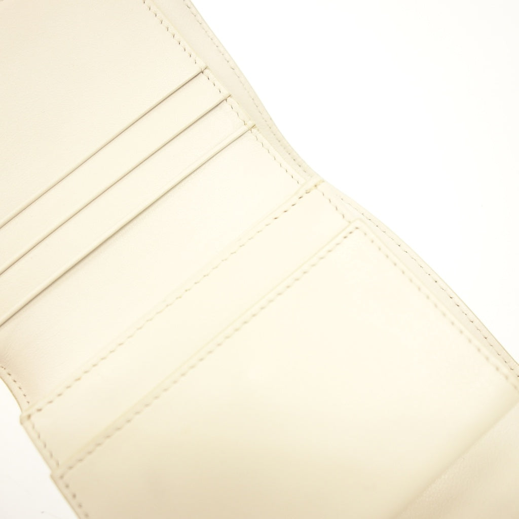 Used ◆CELINE trifold wallet compact wallet trifold gold hardware leather white CELINE [AFI8] 