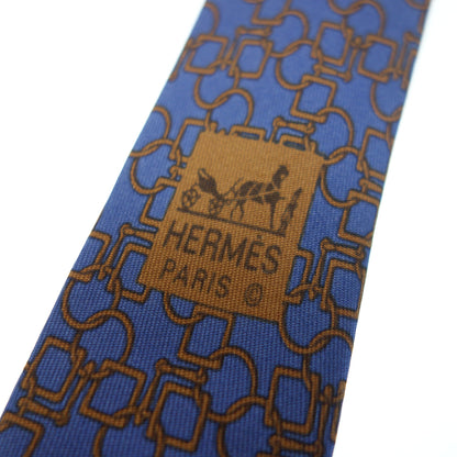 Hermes tie all over pattern 100% silk blue HERMES [AFI7] 