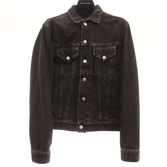 Like new ◆ Balenciaga denim jacket Collar crash damage processing 487343 17AW Black Size 44 Men's BALENCIAGA [AFA21] 