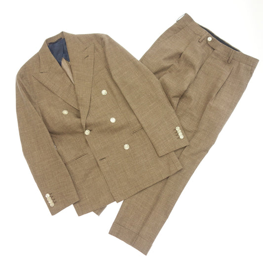 Very good condition◆Barba suit setup double wool x silk x linen men's brown size 42 BARBA [AFB6] 