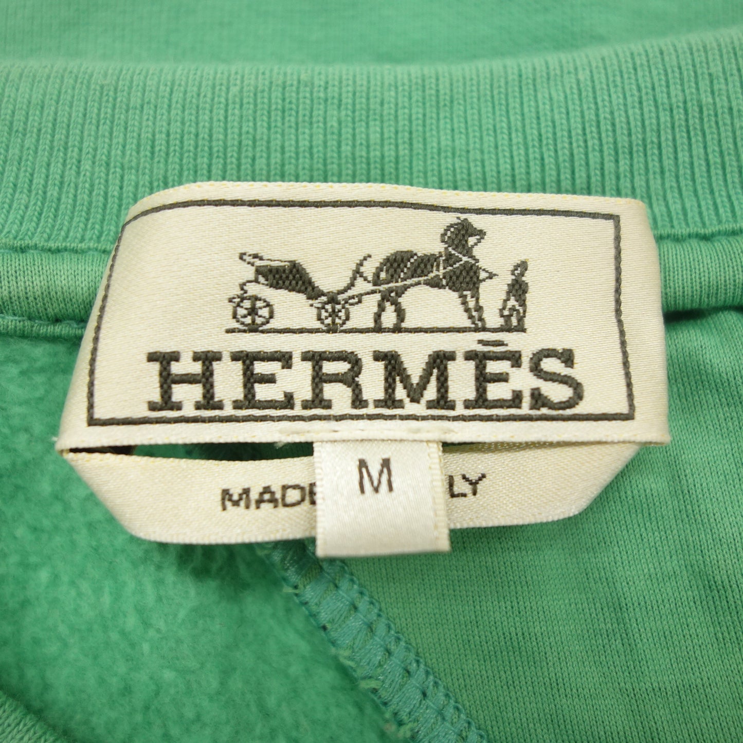 Used ◆Hermes short sleeve sweatshirt H line size M men's green HERMES [AFB28] 