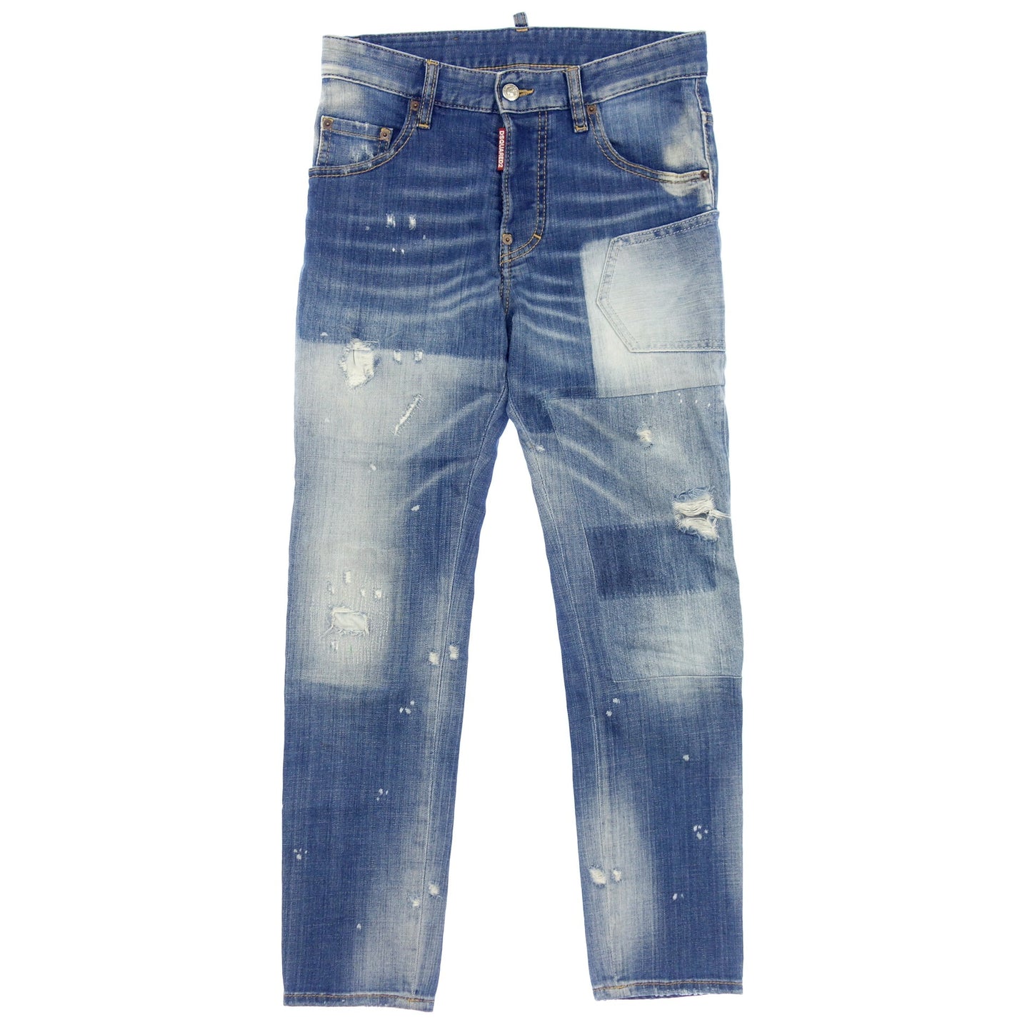 美品◆ディースクエアード デニムパンツ ジーンズ ダメージ加工 Skater Jean S71LB0456 青 メンズ サイズ42 DSQUARED2【AFB47】