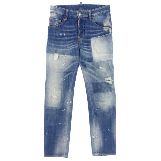 美品◆ディースクエアード デニムパンツ ジーンズ ダメージ加工 Skater Jean S71LB0456 青 メンズ サイズ42 DSQUARED2【AFB47】