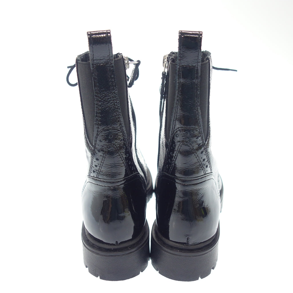 Very good condition ◆GEOX lace up boots enamel ladies black size 24cm D26QDD GEOX [AFD12] 