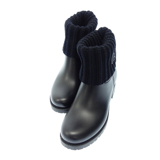 Good Condition◆Moncler Ginette Rain Boots Short Ankle Boots Logo Patch Women's Black Size 39 MONCLER GINETTE [AFC5] 