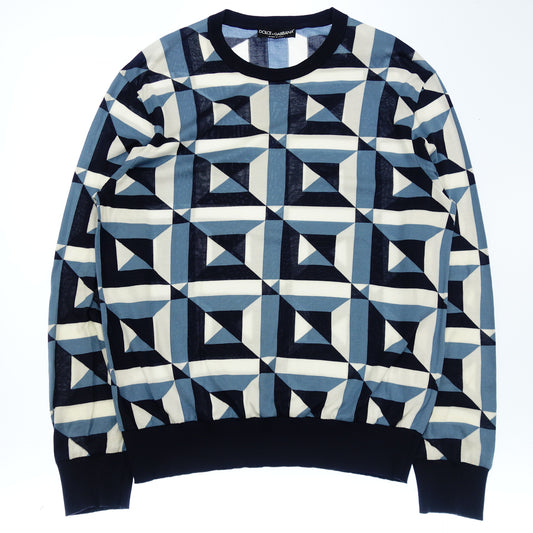 Dolce &amp; Gabbana Knit Sweater All Over Pattern Blue Men's 52 DOLCE&amp;GABBANA [AFB21] [Used] 