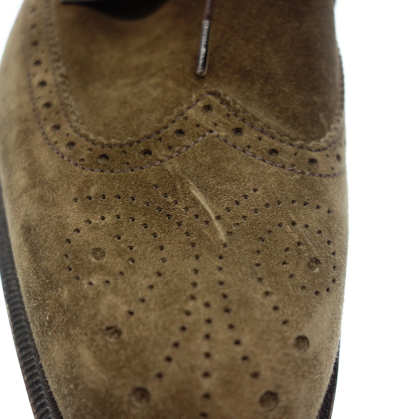 Salvatore Ferragamo 皮鞋 Wingtip 绒面革 男士 棕色 8 Salvatore Ferragamo [AFC46] [二手] 