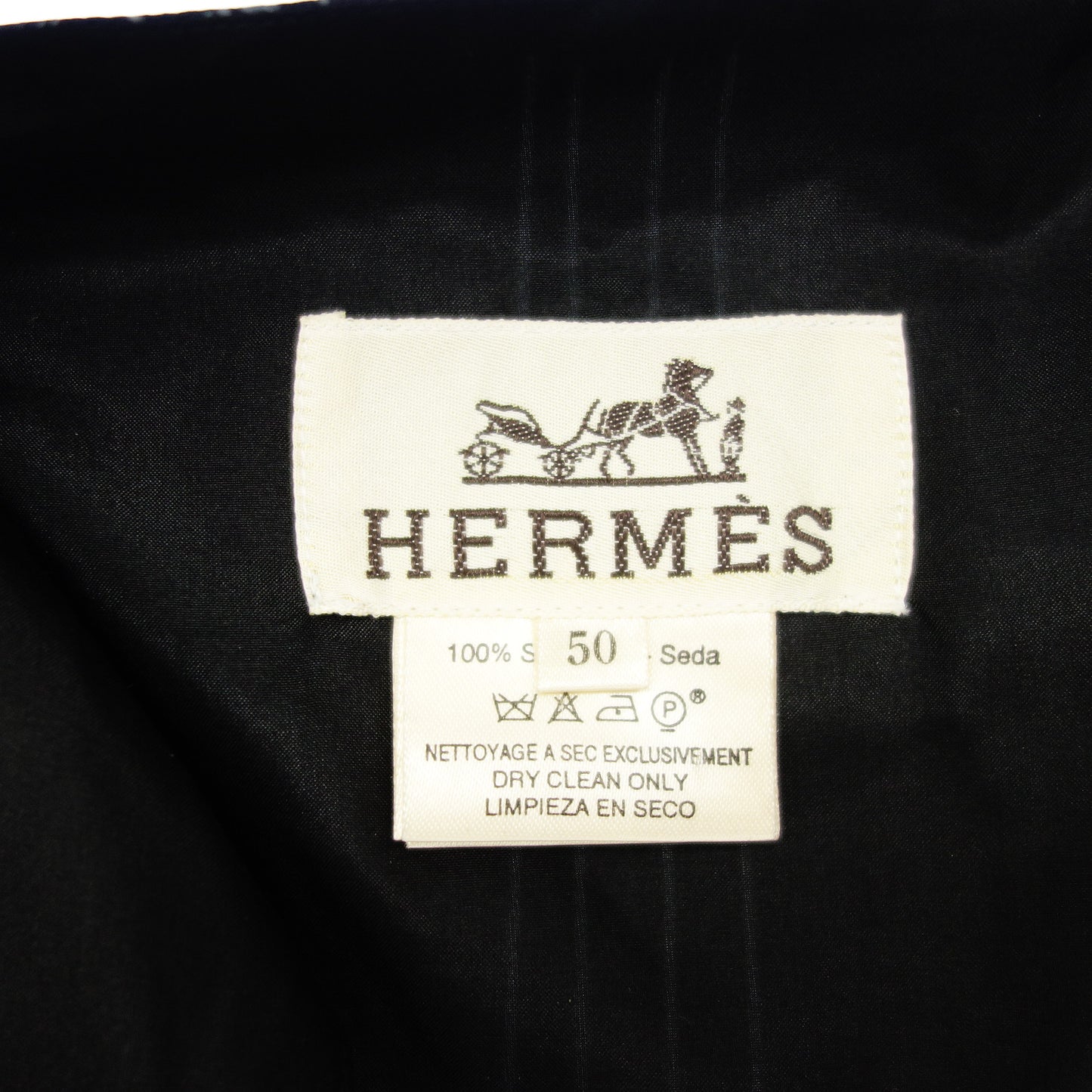 Hermes Silk Vest Scarf Pattern Men's 50 Black x Water HERMES [AFB14] [Used] 