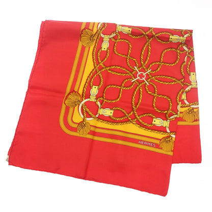 Good condition◆Hermes Carre 90 Scarf Silk Rope Motif Red HERMES [AFI22] 