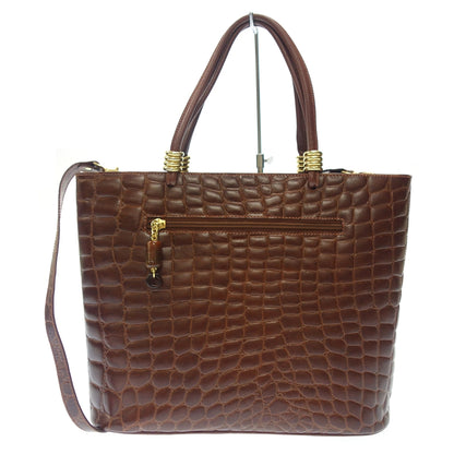 Good condition ◆ Mangiameli handbag cowhide embossed 2way shoulder strap included gold hardware brown Mangiameli [AFE12] 