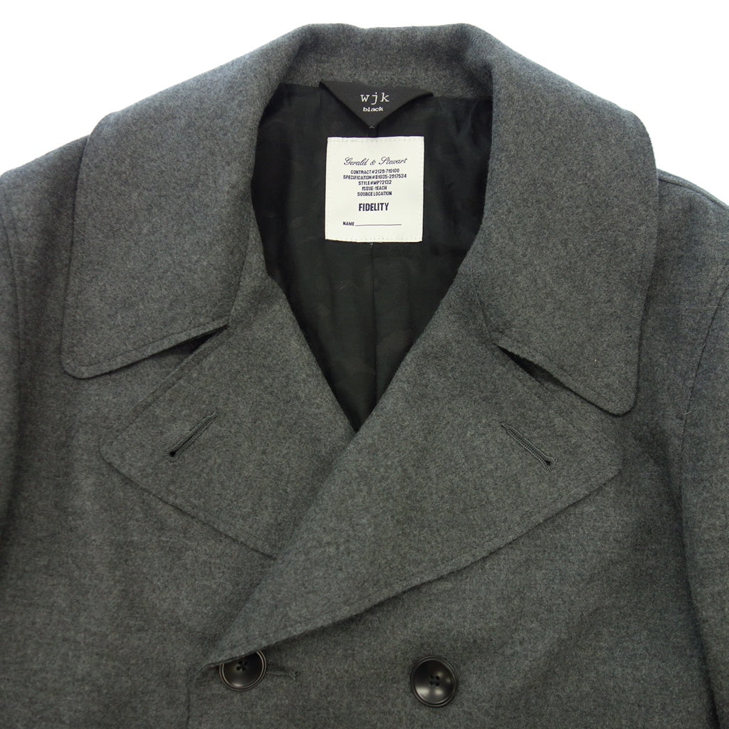 Like new◆Double JK wool pea coat FIDELITY custom made men's M gray wjk black [AFB10] 