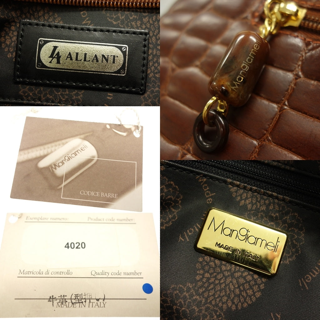 Good condition ◆ Mangiameli handbag cowhide embossed 2way shoulder strap included gold hardware brown Mangiameli [AFE12] 