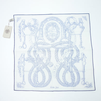 Very good condition◆Hermes scarf 100% cotton Blue with box HERMES [AFI3] 